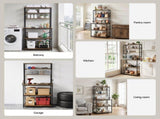 Artiss 6-Tier Kitchen Rack with 6 Hooks Microwave Storage Shelf 80cm x 167cm KR-MEL-6S-80-BKBR
