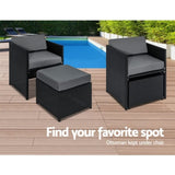 Gardeon Outdoor Dining Set 13 Piece Wicker Table Chairs Setting Black FF-DINING-13-BK-ABCDE