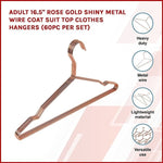 Adult 16.5" Rose Gold Shiny Metal Wire Coat Suit Top Clothes Hangers V63-836121