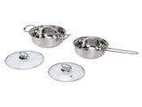 Cooking Pots Set Stainless Steel Milk Pot and Double Handle Soup Pot with Lids Easy to Clean for V1294-YM0901-3118260003811