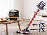 Devanti K7 Cordless Stick Vacuum Cleaner plus 3-in-1 Sandwich Maker VAC-K7-RD-SM-3IN1-BK
