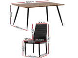 1 Artiss Dining Table and 4 Chairs Set Rectangle Metal DSET-T02WD-C02-BKX4