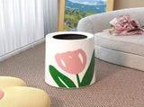 Floral Trash Can Large Mouth Cute Appearance Modern Style Garbage Waste Basket for Kitchen Bathroom V1294-YM0521-3117230064313