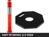 6Pack Traffic Delineator Posts 44 Inch Height, PE Delineator Cones Post Kit 10 inch Reflective Band, V952-JSZ6PTXJSZZH00001V0