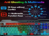 104 Keys Wireless Gaming Keyboard Mouse SetMouse Pad, RGB LED Backlit PC/Laptop Black-RGB V201-W10916988