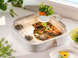 Desktop Mini Turtle Tank, Aquatic Habitat with Transparent Lid, Multi-Functional Tank for V1366-AZ2-W-11904