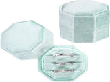 3 Slots Vintage Velvet Ring Boxes, 2 Pack Octagonal Elegant His and Her Wedding Jewelry Organizer V1259-DP01-A-5266