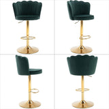 SERENIT Swivel Bar Stools Bar Height Set of 2 Adjustable Upholstered Counter Barstool Velvet Bar V255-SP2311-EGREEN