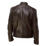 Men's PU Motorcycle Leather Jacket Slim Fit Zipper V728-LP1005007479131782