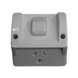 GSME GPO Switched Outlet Weatherproof Surface Mount Standard 1 Gang 10A 250V IP54 Grey HPPP1G V1202-V1-GSMHPPP1G