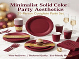 25 Guest Deep Red Disposable Tableware Set - 9 Inch and 7 Inch Paper Plates, Cups, Napkins and V888-ELOSUNG57091