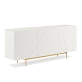 Buffet Sideboard Colour Ceramic Top MDF in Glossy White Gold Colour V43-BFT-AMLA