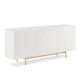 Buffet Sideboard Colour Ceramic Top MDF in Glossy White Gold Colour V43-BFT-AMLA