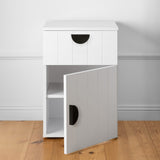 PORTO BEDSIDE TABLE - WHITE - VJ PANEL - HALF MOON BLACK V164-ECS13WVB04B