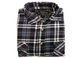 Mens Half Placket Flannelette Long Sleeve Pullover Shirt 100% Cotton Check Authentic Flannel V563-FS-HP18-BKPURPLE99-S