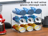 4-Tier Stackable Black Cup & Wine Organizer - Detachable Tumbler & Bottle Desktop Rack V888-ELOSUNG45853