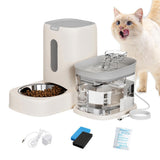 Automatic Cat Feeder and Water 2-in-1 Pet Automatic Fountain Food Bowl Spill-Proof Cat Waterer for V1107-134-35378-GRY
