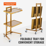 VEVOR 2 Tiers Stainless Steel Lab Carts with 2 Trays & 4 Silent Wheels Golden V952-SYSTCECKFYS4QES24V0