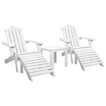 Gardeon 5PC Adirondack Outdoor Table and Chairs Wooden Sun Lounge Patio Furniture White FF-BEACH-UF-5SET-AB