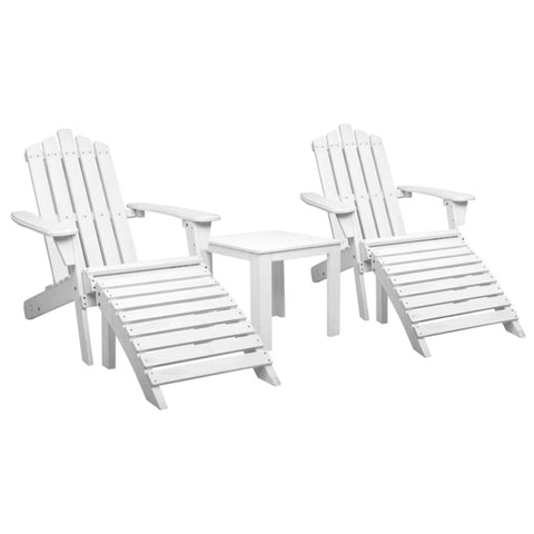 Gardeon 5PC Adirondack Outdoor Table and Chairs Wooden Sun Lounge Patio Furniture White FF-BEACH-UF-5SET-AB