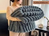 Cozy Rabbit Plush Nap Blanket Thickened Flannel Milk Fleece Office Leg Throw Dark Grey 120200cm V1221-XM-LB5550-ZS195