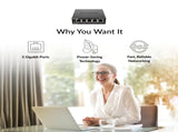 D-Link DGS-105 5-Port Gigabit Ethernet Switch - Desktop Quiet Fanless & Energy-Efficient Design, V1202-V1-DLKDGS-105