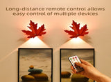 2 Pcs Maple Leaf Smart LED Night Light Battery-Powered Motion Sensor with Remote Control & Color V888-ELOSUNG36886