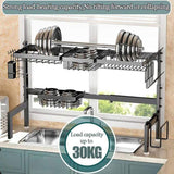 CARLA HOME Adjustable Over the Sink Dish Drying Rack with Utensil Holder, Hooks & Cutting Board Rack LSB-36206
