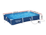 Bestway Swimming Pool 300x201x66cm Steel Frame Above Ground Pools w/ Filter Pump 3300L BW-POOL-SQ-3M-56412