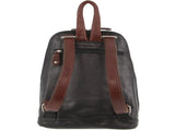 Milleni Womens Bag Italian Leather Soft Nappa Leather Backpack Travel - Black/Chestnut V563-NL-10767-BLK_CHESTNUT
