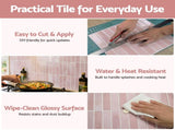 Artiss 3D Peel and Stick Wall Tiles Self Adhesive LinearGrid Backsplash 10 Sheets, Pink PST-614-PK