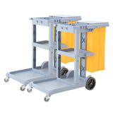 SOGA 2X 3 Tier Multifunction Janitor Cleaning Waste Cart Trolley and Waterproof Bag with Lid FOODCART033GGRAYX2