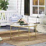 Gold Glass Table with Golden Iron Frame Stable and Robust Tempered Glass V178-11833