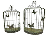Set 2 Nested 'Butterfly Cages' Wall Planters 71cm, 62cm V637-74138PLN