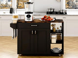 Kitchen Island Cart on Wheels with Charging Station, Black, 83x38x82cm V178-59332
