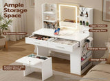 Artiss Dressing Table LED Vanity Desk Set Stool White FURNI-L-DRESS12-WH-AB