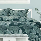 Ardor Indra Teal Palm Leaf Printed Quilt Cover Set Queen V442-INT-QUILTCS-INDRAPRINTED-TEAL-QS