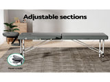 Zenses Massage Table 55cm Portable 2 Fold Aluminium Beauty Bed Grey MT-ALUM-2FOLD-GR-55