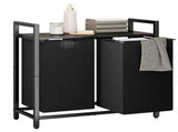 Laundry Hamper Basket Metal Laundry Organizer with MDF Shelf and 2 Waterproof Pull-Out Removable V985-LAUNDRYHAMPER