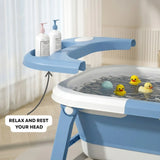 CARLA HOME Foldable Baby Bath Tub with Collapsible Toddler - Blue V178-36508