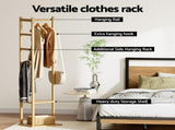 Artiss Shoe Rack Cabinet Wooden & Bamboo Clothes Rack Set Storage Shelf White Pine SHOE-HANGER-02-WHWD