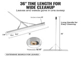 Landscape Rake, 915mm Head Aluminum Landscape Rake, Lake Weed Rake with 1915mm Long Handle, for V952-ZCLQPLHJ36INUFPURV0