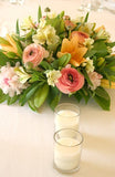 25 White Wax Clear Glass Holder Votive Candle - Wedding Event Centrepiece Table Decoration V382-25CLEAR-GLASS-WHITE-WAX