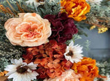 Flower Wreath *1 Elegant Large Artificial Flower Wreath with Red Roses Beige/ /Orange/ & Daisies All V1369-AZ3-W-17738