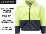 HI VIS Polar Fleece Sherpa Jacket Full Zip Thick Lined Winter Safety Jumper - Yellow - 3XL V563-CJ35-YLW-3XL