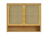 3 Tier Bathroom Wall Cabinet Rattan Door Bamboo Storage Shelf Over Toilet Cupboard Organizer V767-JJ-ZZ1349