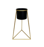 Black Planter on Gold Pyramid Stand 45cm V637-68104PLN