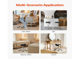 Saddle Rolling Stool, PU Leather Rolling Stool with Wheels, 360&deg Swivel Drafting Stool with V952-MADHSJSMADWK1IEB9V0