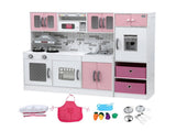 Keezi Kids Kitchen Playset 2-Piece Wooden Pretend Play Coffee Maker Toy 100CM Pink PLAY-WOOD-COMBINATION-PK