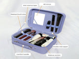 Travel Makeup Case with Mirror - Partitionable Cosmetic Makeup Train Case Waterproof PU Shell V1294-YM0901-H47780P